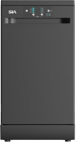 SIA SFSD459BL Freestanding Dishwasher, Slimline 45cm Width, 9 Place Settings, Delay Start, 4 Programs, 29 Minute Quick Wash, Black