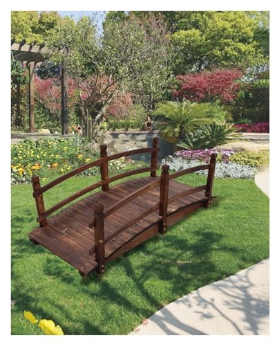 CSYQPDMBDL Holzbrücke mit Geländer, Gartenbrücke aus Holz, Gehweg, Gartenlandschaftsbrücke, Teichbrückendekoration, Hofterrassenbogen-Fußgängerbrücke(150cm (5ft))