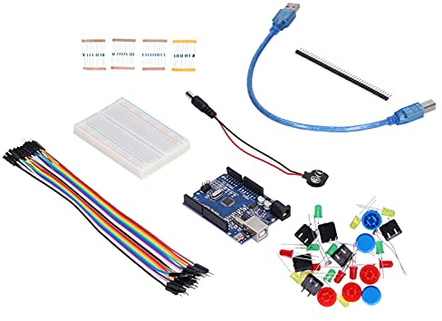 ANKROYU Development Board Starter Kit for R3 with Mini Breadboard LED Jumper Wires Buttons for Lab DIY Projects and Beginner Programmers Includes R3 Controller Board USB Cable
