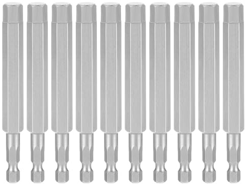 sourcing map 10 punte per trapano a testa esagonale da 3/8 SAE 1/4 gambo esagonale da 100 mm di lunghezza S2 in acciaio magnetico per avvitatore a percussione industriale esagonale elettrico, grigio
