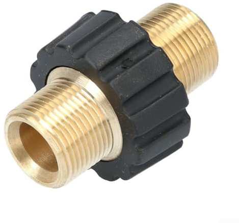 Connettore per tubo ad alta pressione M22 x 1,5, doppio raccordo filettato maschio per pulitore ad alta pressione, adattatore in ottone massiccio per torce d'acqua e vasi in schiuma (con manicotto in