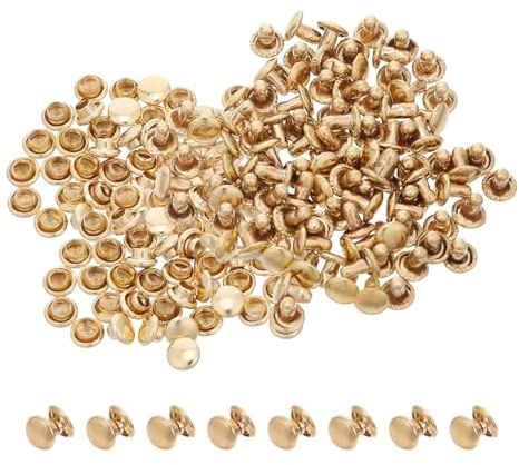 ARTIBETTER 100 Piezas Remaches Redondos Metálicos de Doble Tapa 5x5 Mm Dorado para Manualidades Cuero y Reparaciones Bolsos Calzado Cierres a Presión Accesorios Artesanía