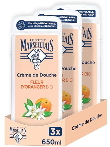 Le Petit Marseillais Crème de Douche Extra Douce Fleur d'Oranger Bio Lot de 3 * 650ml