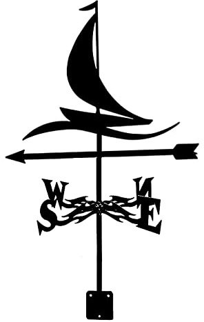 QHQQXN Veleta de Metal de Acero Inoxidable, velero, Pescador, Bruja, Cazador de águila, Escena de Granja Retro, Veleta de jardín, indicador Decorativo de dirección del Viento para casa, Garaje,