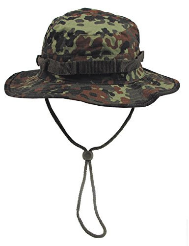 MFH Buschhut US mit Kinnband GI Boonie Rip Stop, M, Flecktarn