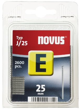 Novus Nägel Typ J, 25 mm, 2600 Stück, verzinkte Tacker-Nägel, Stiftnagel zur Befestigung von Zierleisten und Eckleisten, 044-0086