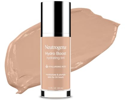 Neutrogena Hydro Boost Hydrating Tint Foundation Makeup for Dry Skin, with Hyaluronic Acid, Lightweight Oil-Free Water Gel, Non-Comedogenic, 30 Buff Color, 1.0 fl. oz
