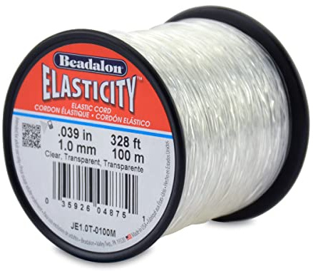 Beadalon Elasticity Stretch Cord Elastic Cord | Clear | Latex-Free Rubber | 1.0 mm 100 m Spool for Jewelry Making