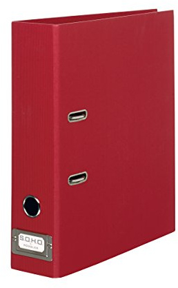 Rössler SOHO Büro-Ordner | Ordner DIN A4 | Aktenordner A4 breit | Ordner A4 breit mit Beschriftungsfeld | DIN A4 Ordner mit Hebelmechanik | 320 x 285 x 80 mm | 1 Stück | Farbe: Rot | Aktenordner mit Hebelmechanik und Rückenschild für Dokumente, Unterlagen und Büroorganisation
