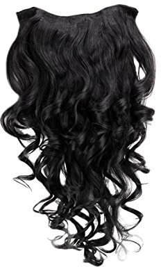 WIG ME UP - H9503-1B Clip-in Haarteil mit 7 Klammern, 3/4 Perücke Schwarz 50 cm lockig Haarverlängerung
