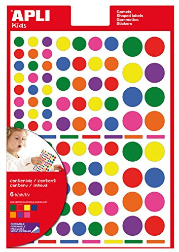APLI Kids 13240-700 gommettes géométriques multicolores, triangles, ronds, carrés - Activité créative et éducative