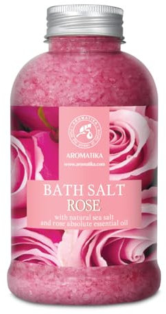 Badesalz Rose 600g - Meersalz mit Absolutes ätherisches Rosenöl - Natur Bade - Salz Rosen Am Besten für Guten Schlaf - Körperpflege - Entspannung - Badezusatz