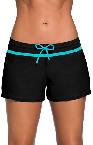 Ancaiqi Mujer Shorts de Baño, Falda de Bikini con Falda Corta Tankini Deporte Pantalones Cortos de Natación Bottom ((Waist 35.4- 38.6) XL, Rosado)