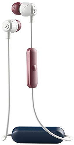 Skullcandy Jib Bluetooth Wireless In-Ear Earbuds with Microphone for Hands Calls, 6-Hour Rechargeable Battery, Included Ear Gels for Noise Isolation, White/Crimson