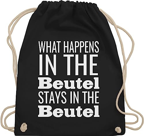 Turnbeutel Rucksack - Festival Zubehör - What happens in the Beutel stays in the Beutel - Unisize - Schwarz - festival-bag geschenk weihnachten beuteltasche festivaltasche konzert stoffbeutel