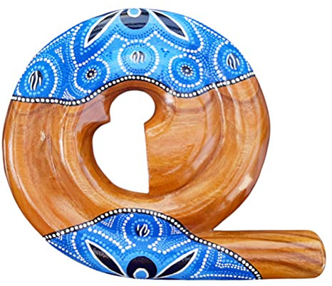 LIDAH Didgeridoo - Spiral Voyage Didgeridoo 36 cm, Instruments de Musique Compact Anti Ronflement pour Voyage en Acajou Peint à la Main, Instrument à Soufflage Australien Digeridoo Adultes (Bleu)