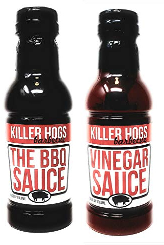 Killer Hogs Paquete variado de salsa para barbacoa, salsa original para barbacoa y salsa de vinagre, paquete de 2 botellas, 16 onzas por botella, 32 onzas en total