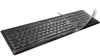 CHERRY WetEx, Schutzfolie für CHERRY Stream Fullsize-Tastatur, ISO-Layout | Zuverlässiger Schutz vor Verschmutzung durch Flüssigkeiten, Staub, Fremdkörper, Mindestlebensdauer von 10 Mio. Tastendrücken