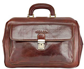 klubb stil – Jex Blake doktorväska läder med personlig brun läkarväska initialer hebammväska äkta läder doktorväska vintage retro weekender resväska (39 x 24 x 17)