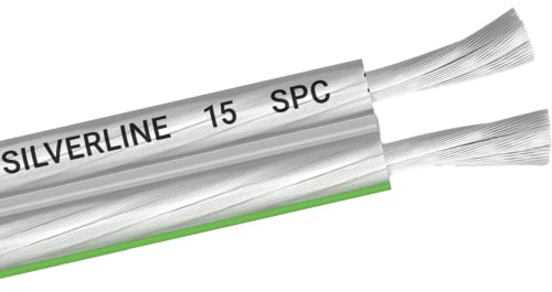 OEHLBACH Silverline SP-15 - Câble de haut-parleur stéréo HI-FI - Câble d'enceinte avec SPOFC (cuivre argenté) 2 x 1,5 mm² - Mini bobine de câble de haut-parleur - 6 m
