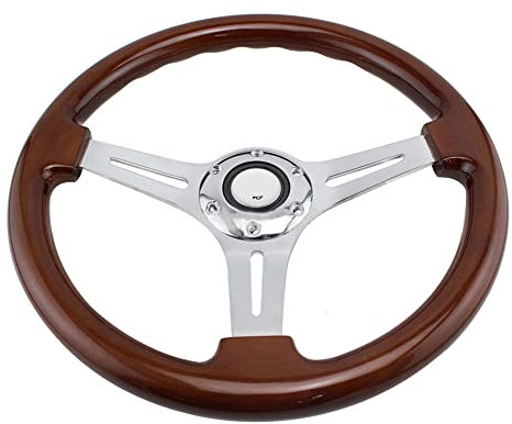 Lenkrad aus Pfirsichholz, Asudaro 14 Zoll Holzlenkrad Retro Klassisch Auto-Lenkrad Universelles Auto-Lenkrad 35 cm Sportlenkrad mit Hupenknopf Kit passend für Auto-LKW,Pfirsichholz