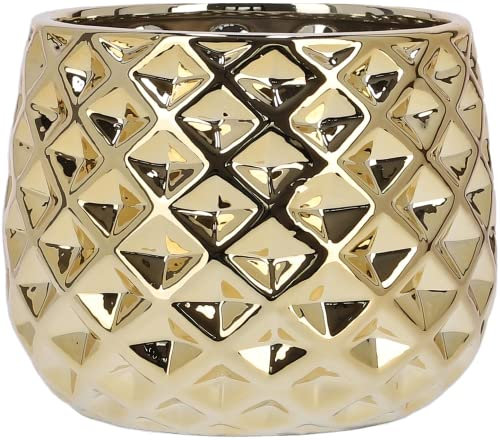 KOTARBAU® Vaso da fiori in ceramica, diametro 13 cm, per fiori, piante, oro