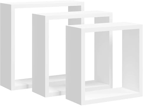 Tidyard 3 STK. Würfelregale Wandregal Hängeregal Wandboard Bücherregal Dekoregal Schweberegal Regalwürfel Wohnzimmerregal Cube Regal Eckregale Weiß MDF