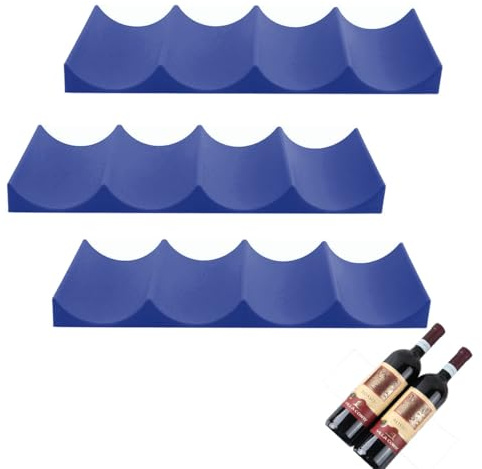 Forreen Wine Racks Stackable, 3 Pcs Beer Can Holder Anti Slip European Style Beer Bottle Stacker Plastic Wine Bottle Rack for Home Countertops Table Top Fridge Organizer,Blue