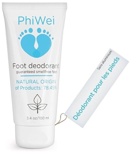 PhiWei crema deodorante per i piedi, Senza alluminio unguento per l'eliminazione efficace dell'odore dei piedi, trattamento con l'80% di ingredienti di origine naturale, efficace per 24 ore, 100 ml.