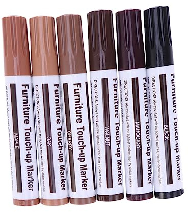 STOBOK 6 Pcs Furniture Touch up Pens Marker Wooden Floor Scratch Repair Hiding Pen Fill Paint Wooden Shedding Repair Scratch Filler Floors Cabinets Restoration Quick Drying