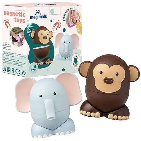 Magimals Safari – Interactive & Magnetic Animals to connect together (6 pieces). Fun and creative bath toys for your child - Safe and squeezable.