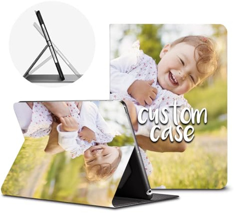 Personalisierbares Foto für iPad 9,7 Zoll (24,6 cm), Mikrofaser-Innenfutter, weiche TPU-Rückseite, automatische Sleep/Wake-Funktion, Smart-Cover, schützendes Leder, personalisiertes Bild, Name AK