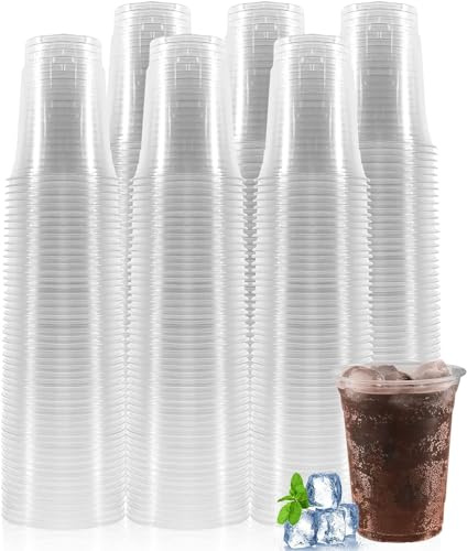 Nesplasti Pack de 100Uds 500ml Vasos Reutilizables de plástico polipropileno Transparente ideal para fiestas y eventos (100, 500ml)