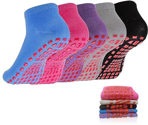 EUPSIIU 5 Pares Calcetines Yoga Antideslizantes Pilates de Mujer Algodón Ballet Antideslizantes Calcetines Deportivos para Yoga Fitness Ballet Pilates (5 Colores)