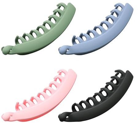 4 clips de plátano, clips antideslizantes fijos, pinzas para el pelo, pinzas para el pelo prácticas, dobles filas de clips de dientes de agarre, clips de plátano verticales coloridos, accesorios para