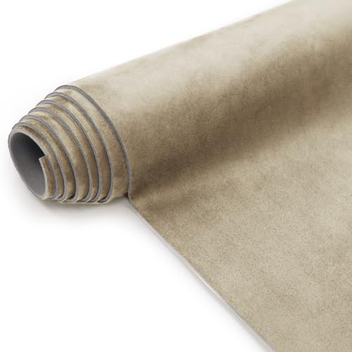 Tessuto in pelle scamosciata con supporto in schiuma, rivestimento in micro-camoscio per auto/casa, tessuto ignifugo per sostituzione/riparazione/fai da te (beige, 300 x 152 cm)