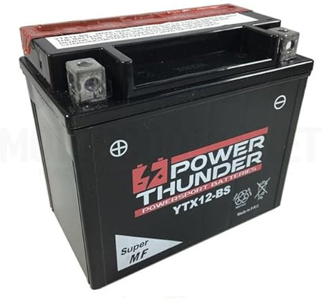 Bateria motocicleta Power Thunder YTX12-BS 12v 10AH medidas 152 x 88 x 131 mms