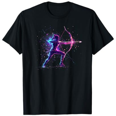 Bogenschießen mit Pfeil und Bogen Bogensport und Farbenfrohe Bogenschützin T-Shirt