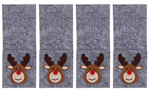 MAGICLULU 4 Stück Besteck Weihnachtsgeschirrhalter Weihnachtsutensilien-organizer Weihnachtslöffel Abdeckung Weihnachtsdeko Weihnachtsfeier-dekoration Stoff Utensilienregal Kind Tasche