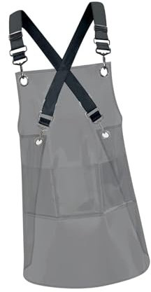 rockible Transparent Apron Waterproof TPU Aprons Unisex Adjustable Bib Cooking Kitchen Chefs Work Apron for Cosmetology Coffee Shop Painting Clear Hairdressing Aprons-Full Black