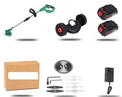 Cortacésped eléctrico de 2000W y 88VF, cortacésped inalámbrico, Cortasetos, Ajuste de Longitud, poda, Herramientas de jardín Bordeadora De CéSped Multifuncional (Color : US 2 Battery Wheel, Size : Q