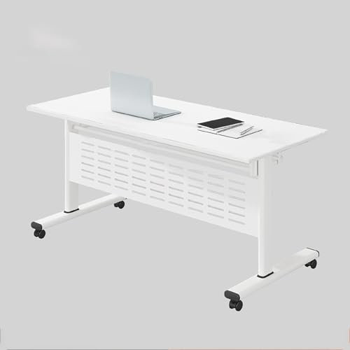 Gtzly Konferenztisch, Klappbare Besprechungstische Mobiler Schulungstisch mit RäDern, Flip Top Rolling Seminar Besprechungstisch Schulungstisch for BüRo, Besprechungsraum(120 * 60 * 75cm)