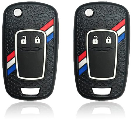 2PCS Juttzzei Autoschlüssel Hülle Opel für Opel Astra Corsa Insignia Mokka Meriva Vectra Zafira Grandland Chevrolet Cruze Captiva Schlüssel Hülle, Silikon Opel Mokka Schlüsselhülle - 2 Tasten(Schwarz)