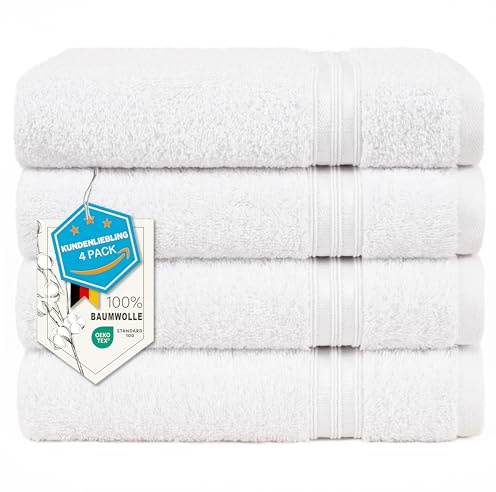 Hammetex Handdukar 50 x 100 cm, set om 4 – 100 % frottébomull – OEKO-TEX-certifierad – mjuk, absorberande – med ögla för upphängning