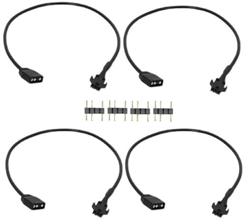 Joselin 4Pcs RGB Extension Cable 5V 3-Pin to SM 3Pin Female ARGB Connector Addressable Adapter Cable for RGB Fan,PC LED Strip