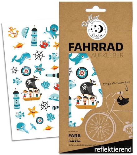 Farbviereck Piraten Aufkleber Reflex Fahrradaufkleber Fahrrad Reflektoren 30 Sticker Maritim Pirat Meer Jungen Reflex Fahrradaufkleber Set Aufkleber Geschenk Artikel