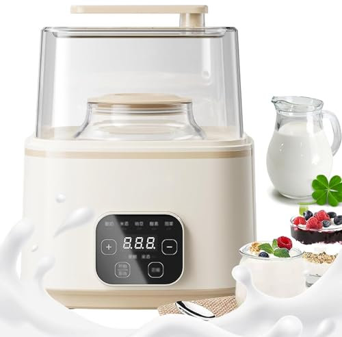 Yogurtiera Elettrica, Macchina Automatica per Fare Yogurt con Serbatoio Interno da 1+2 Litri, Display LCD, Facile Pulizia, Funzionamento Semplice, Macchina Multifunzionale per la Fermentazione del Vin