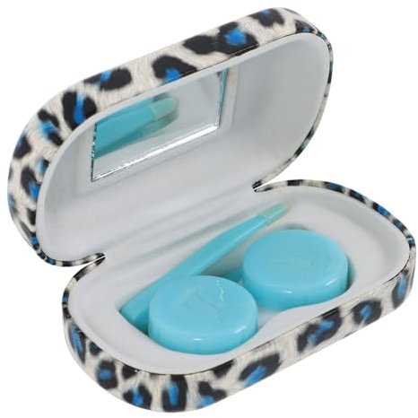 FRCOLOR Kontaktlinsenbehälter Leopard Muster Tragbares Kunststoff Etui Klein Leicht Reise Aufbewahrung Für Weiche Linsen
