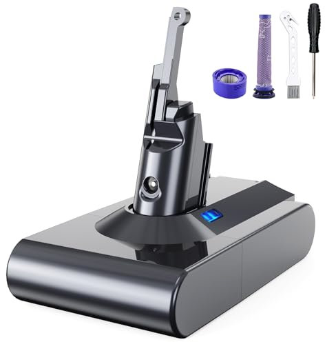 Vunzo 8000mAh Batería para Dyson V8, Batería de Repuesto para Dyson V8 Compatible con Dyson Absolute VAnimal Series Motorhead Absolute Pro SV10 Aspirador de Mano con 2 Filtros