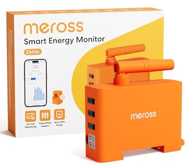 Meross EM06 (150 A) Smart Meter WLAN 3-Phase Electricity Meter with 6 Measuring Channels, DIN Rail Energy Meter with Current Monitoring for Solar Panels, PV Systems, Household and Commercial Use